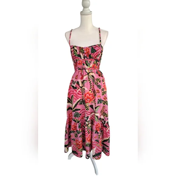 FARM Rio Pink Floral Midi Dress - Picture 4 of 10